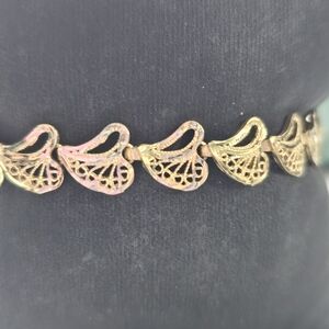 Elegant 14K Solid Yellow Gold Heart Filagree  Bracelet 7"